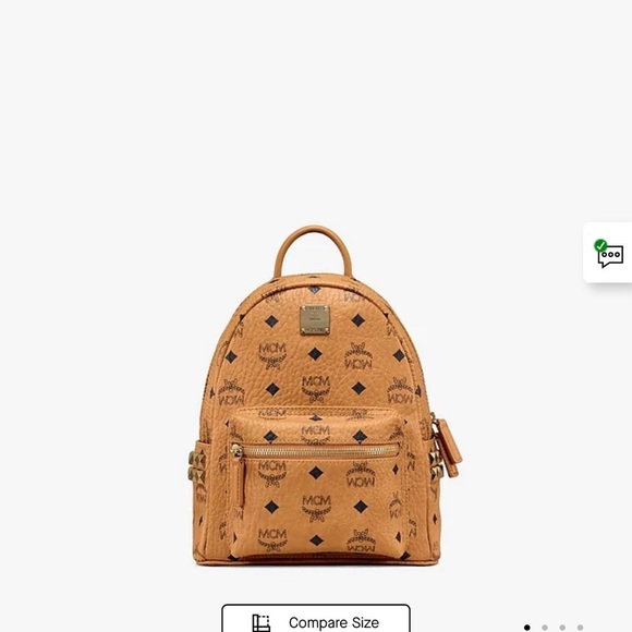 MCM Beige and Black Logo Backpack